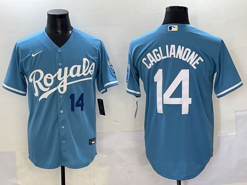 Men 2025 Kansas City Royals #14 Caglianone Light Blue Game Nike MLB Jersey style 4
